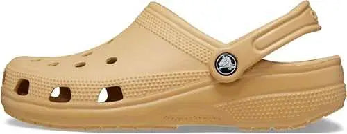 Crocs Unisex-Adult Classic Clogs, black, side view, lightweight and breathable, size 10 Men/12 Women.