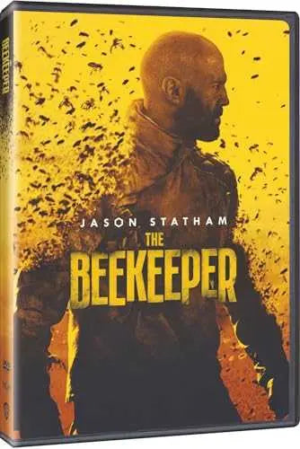DVD cover of "The Beekeeper" featuring Jason Statham in an action-thriller role.