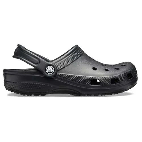 Black Crocs Unisex-Adult Classic Clogs, lightweight and breathable footwear for men and women.