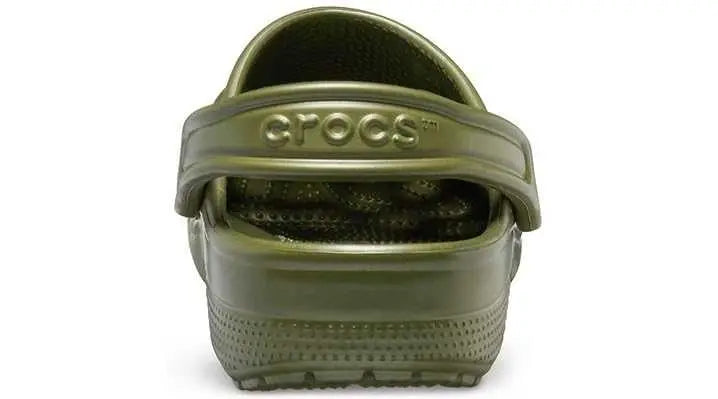 Crocs Unisex-Adult Classic Clogs in black, rear view with heel strap, showcasing durable Croslite material.