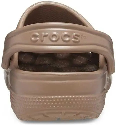 Crocs Unisex-Adult Classic Clogs in black, rear view showing heel strap and textured sole.