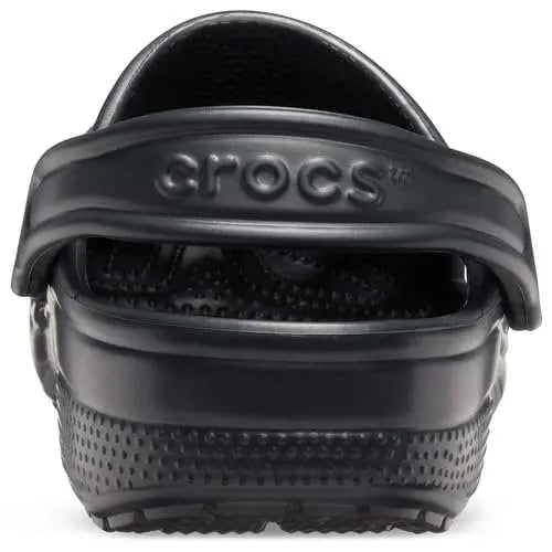 Black Crocs Unisex-Adult Classic Clogs showcasing iconic comfort, size 10 Men/12 Women.
