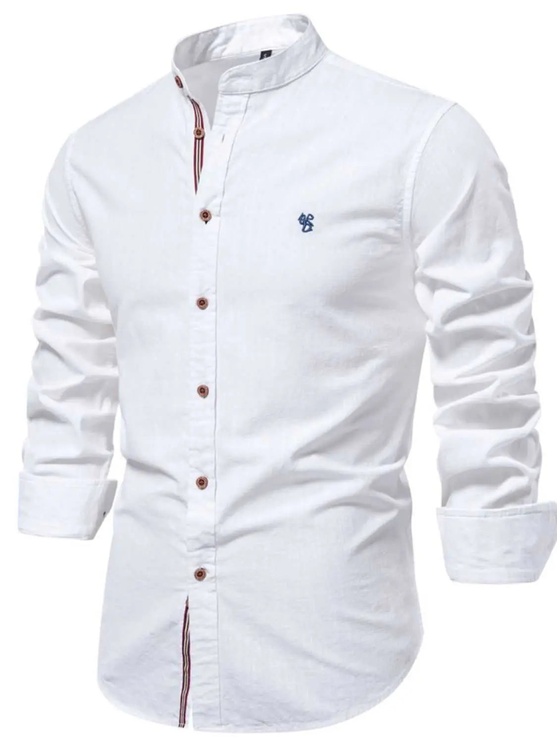 Men's full size button down embroidered shirt, 100% cotton, basic style.