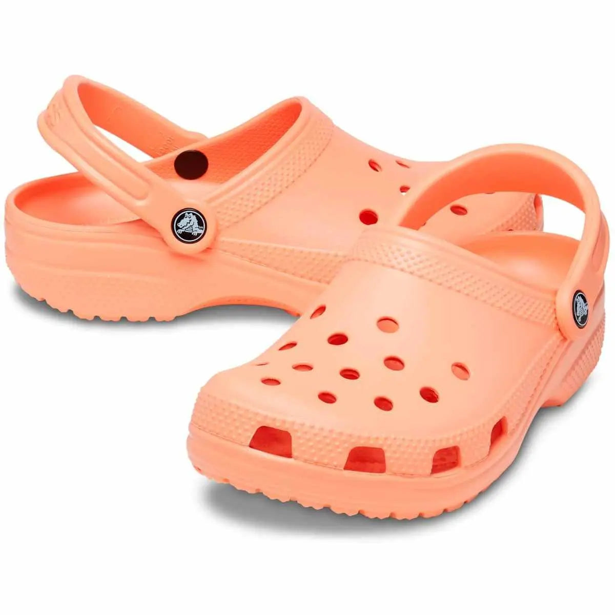 Crocs Unisex-Adult Classic Clogs in black, shown with ventilation ports and strap, size 10 Men/12 Women.