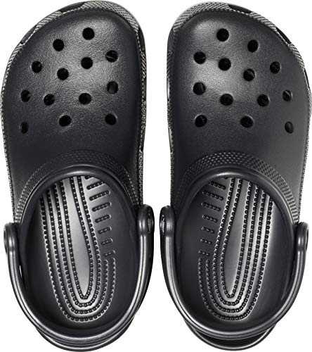 Black Crocs Unisex-Adult Classic Clogs, lightweight and comfortable, size 10 Men/12 Women.
