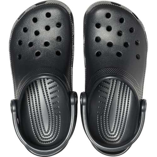 Crocs Unisex-Adult Classic Clogs, black, top view showing ventilation ports.