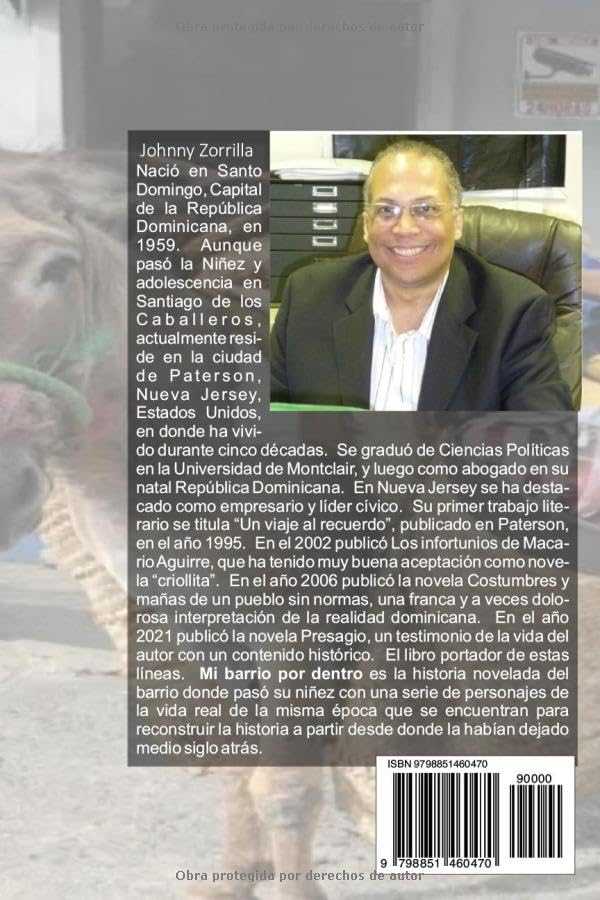 Mi barrio por dentro (Spanish Edition) book cover featuring Johnny Zorrilla.