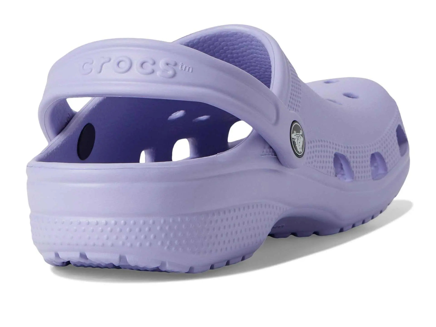 Crocs Unisex-Adult Classic Clogs in black, side and back view showcasing ventilation ports and comfort strap.