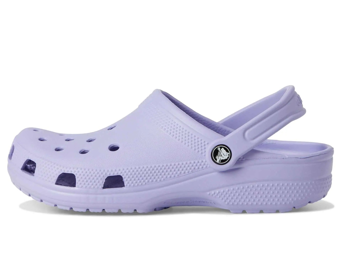 Crocs Unisex-Adult Classic Clogs in lavender, featuring breathable ventilation ports and adjustable heel strap.