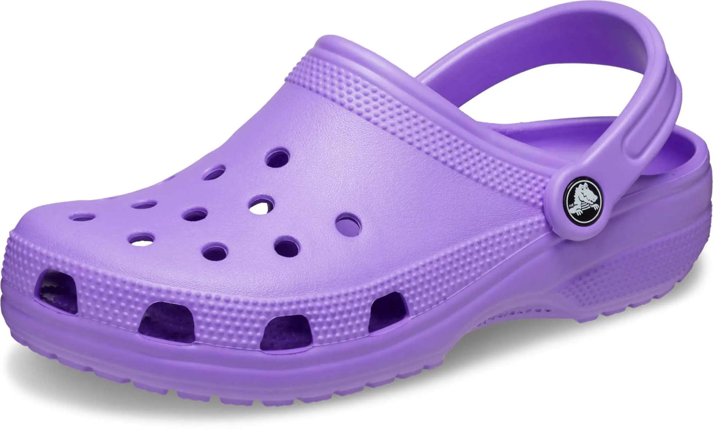 Unisex Crocs Classic Clogs, lightweight, purple color, comfortable footwear, size 10 Men/12 Women.