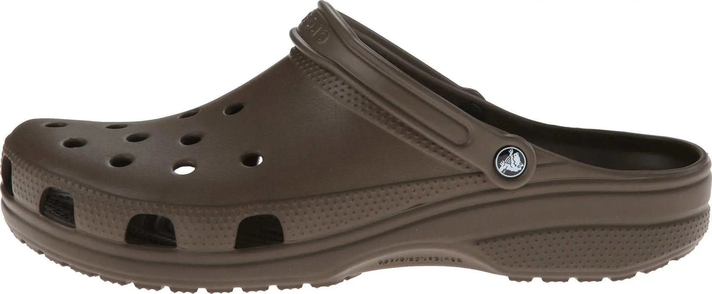 Crocs Unisex-Adult Classic Clogs, black, perforated design, side view.