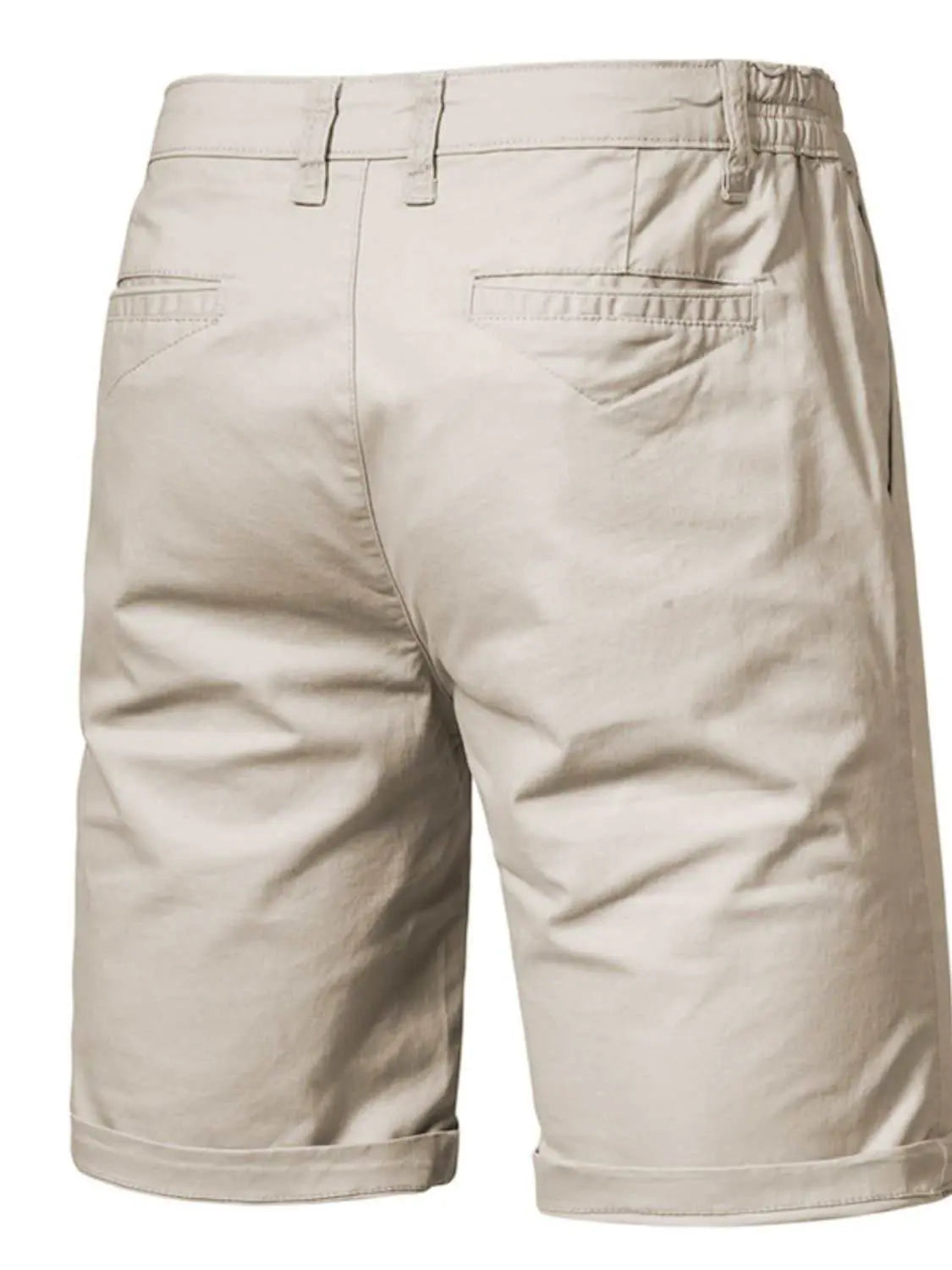 Men's elastic waist shorts with pockets, basic style, 100% cotton.