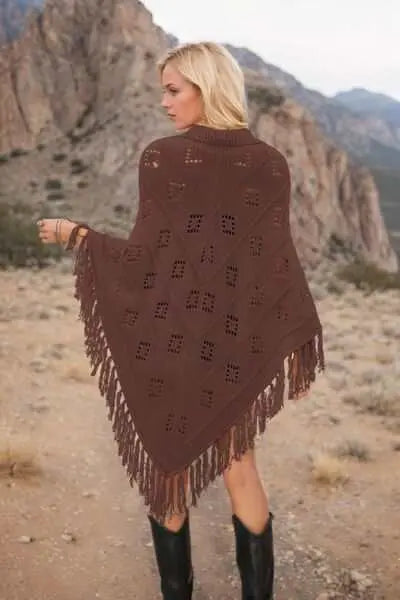 knit cover up dress - back brown