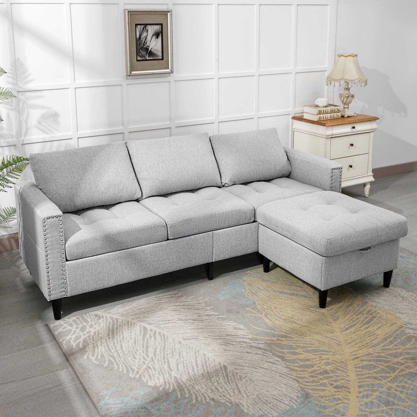 Living Room Furniture Set, L Shaped Sofa