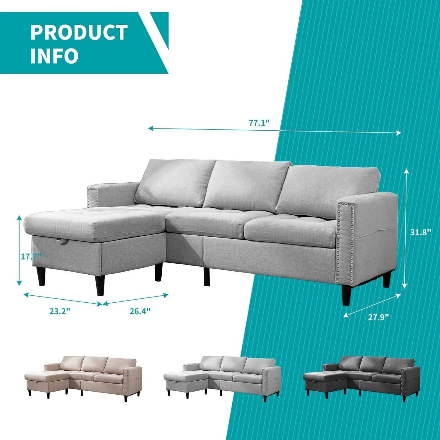Living Room Furniture Set, L Shaped Sofa