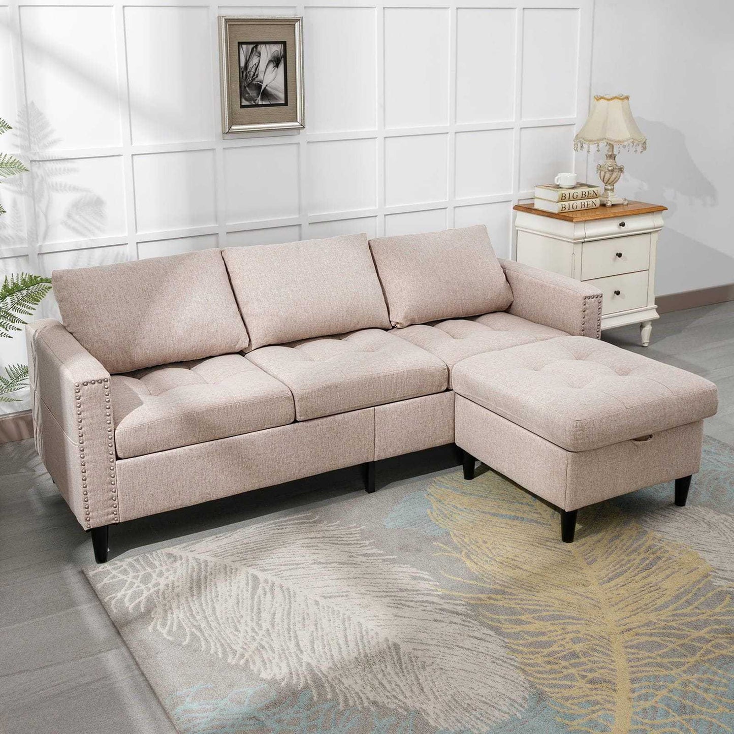 Living Room Furniture Set, L Shaped Sofa