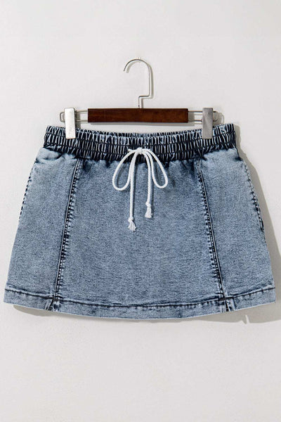 Drawstring High Waist Short Pocketed Denim 4