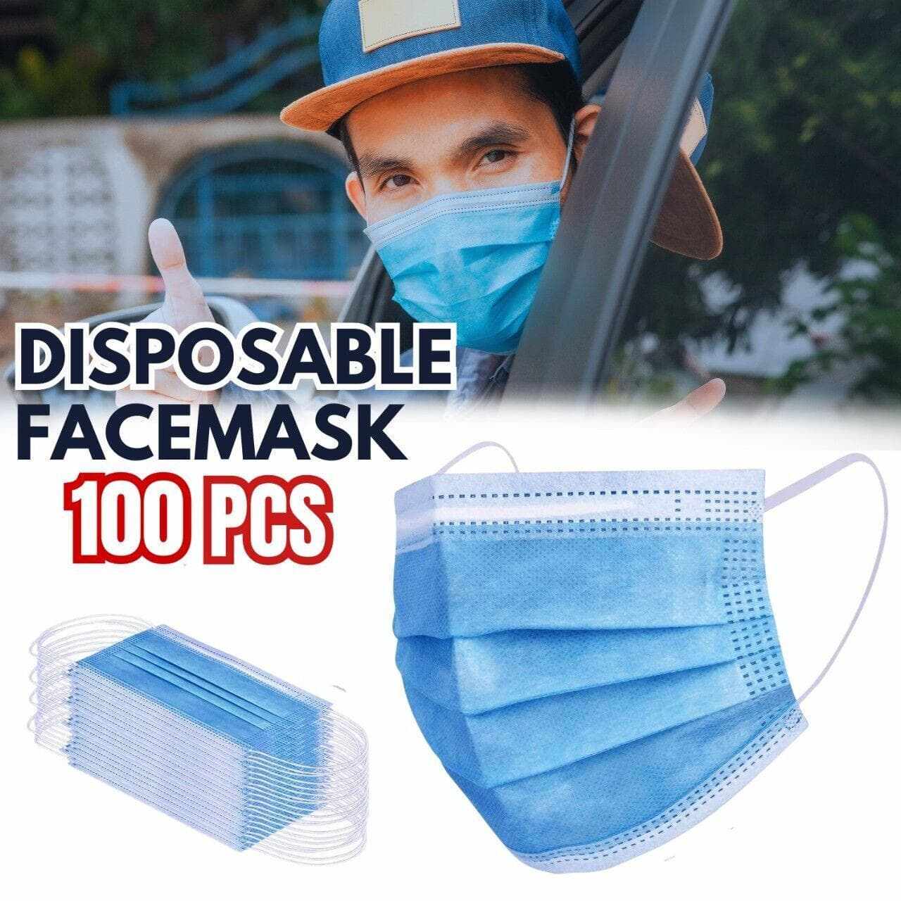 100 Surgical Face Masks Disposable 3Ply ...