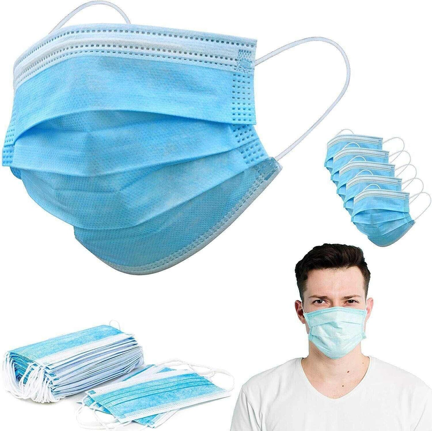 100 Surgical Face Masks Disposable 3Ply ...