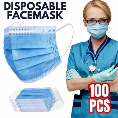 100 Surgical Face Masks Disposable 3Ply ...