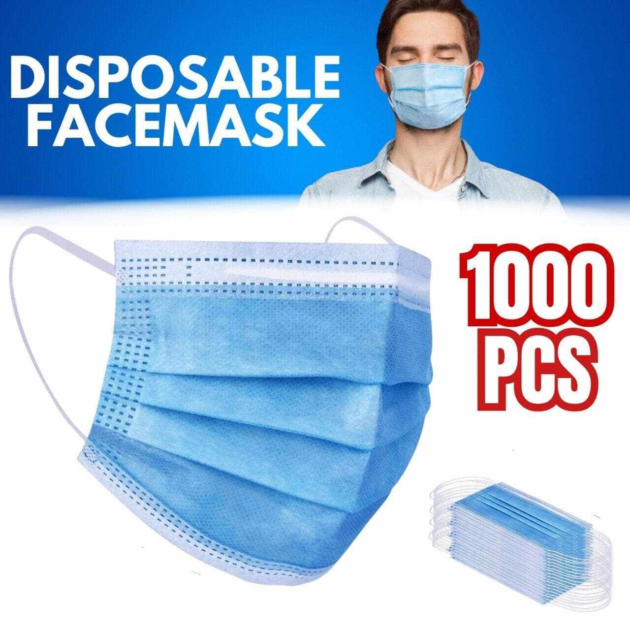 1000 Disposable Surgical Face Masks Disposable 3-ply ...