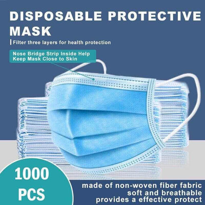 1000 Disposable Surgical Face Masks Disposable 3-ply ...