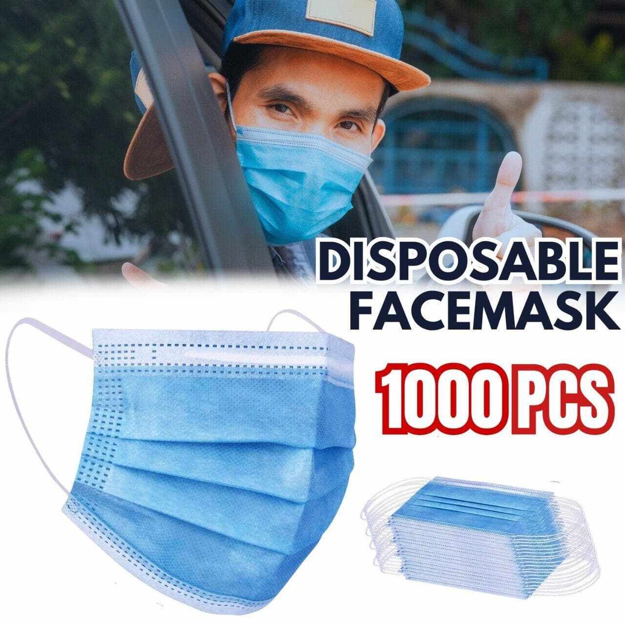 1000 Disposable Surgical Face Masks Disposable 3-ply ...