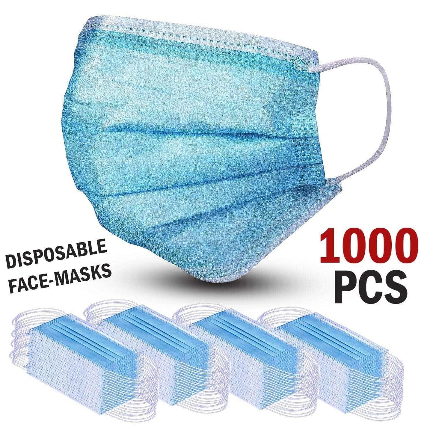 1000 Disposable Surgical Face Masks Disposable 3-ply ...