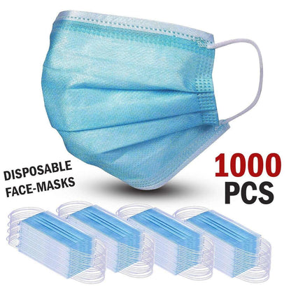 1000 Disposable Surgical Face Masks Disposable 3-ply ...