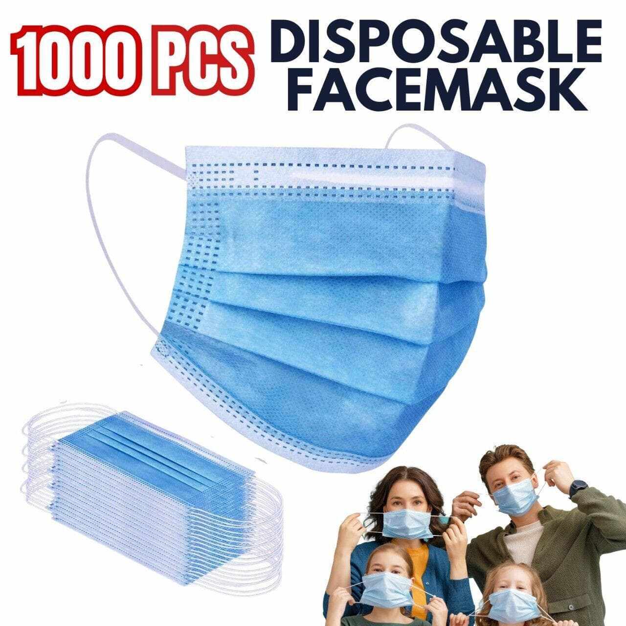 1000 Disposable Surgical Face Masks Disposable 3-ply ...