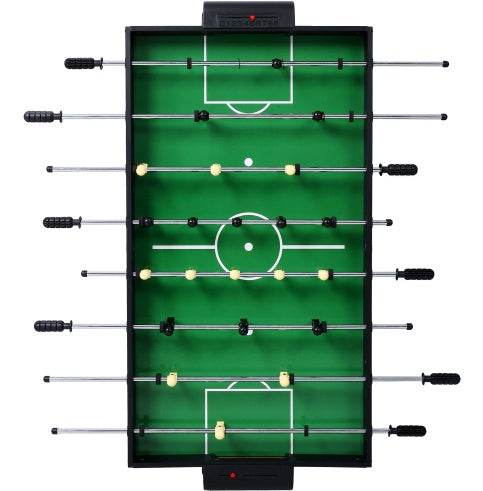 5-in-1 Game Table featuring foosball setup with green playing surface and chrome rods.