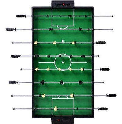 5-in-1 Game Table featuring foosball setup with green playing surface and chrome rods.