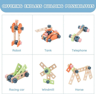 ROBOTIME Workbench Play Set with Endless Building Possibilities for Toddlers and Kids.