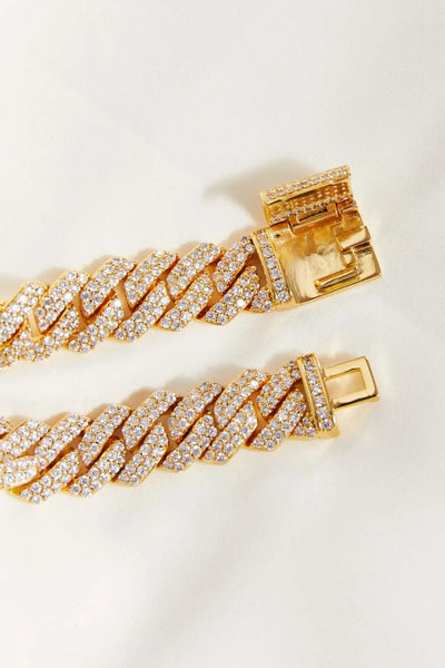Gold-plated alloy inlaid zircon bracelet with a chic design.