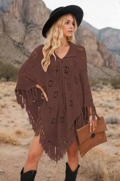 knit cover up dress - front3 brown