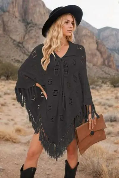 knit cover up dress - front3 black