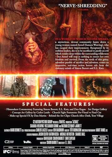 Azrael DVD cover featuring intense scenes and special features description.