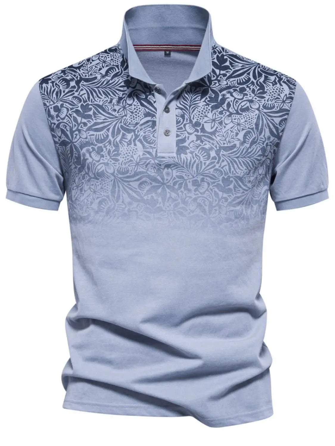 Men's printed collared neck short sleeve polo.