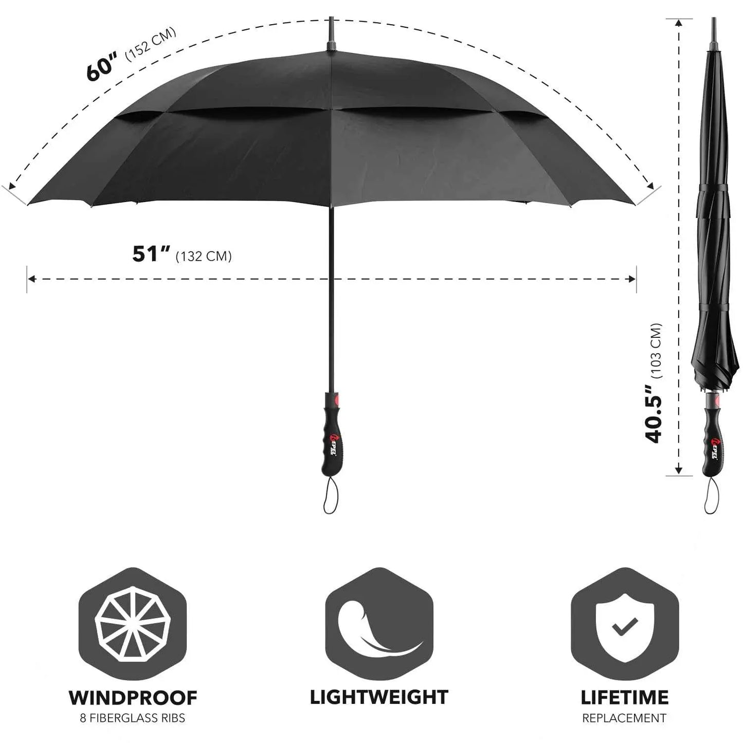 Repel Umbrella Windproof Travel Umbrella with Auto Open Close and Durable Fiberglass Frame.