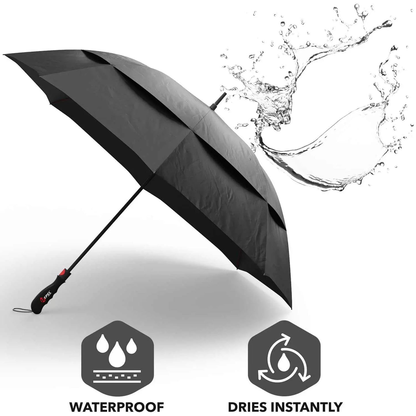 Repel Umbrella Windproof Travel Umbrella with Auto Open Close, Durable Fiberglass Frame, Waterproof Canopy.