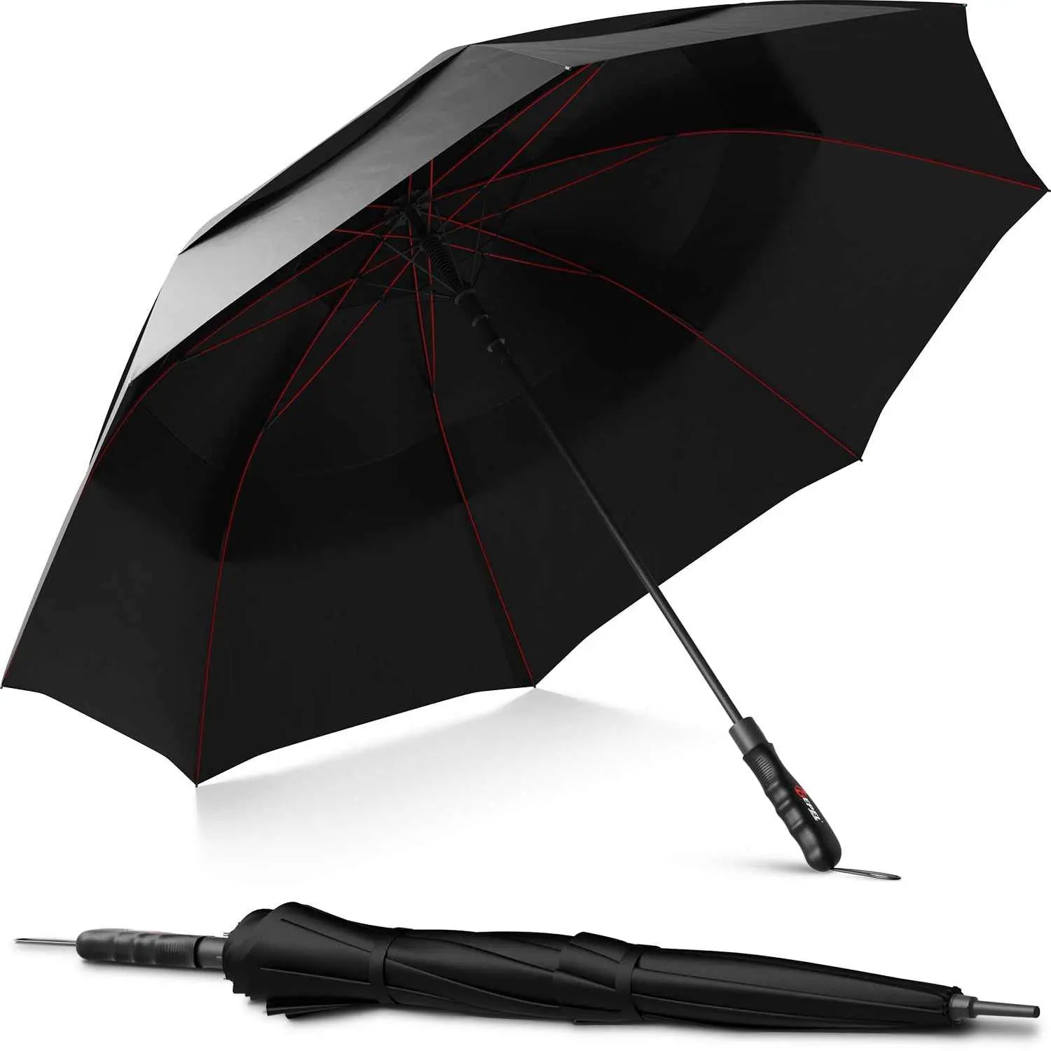 Repel Windproof Travel Umbrella with Auto Open Close, Durable Black Design.