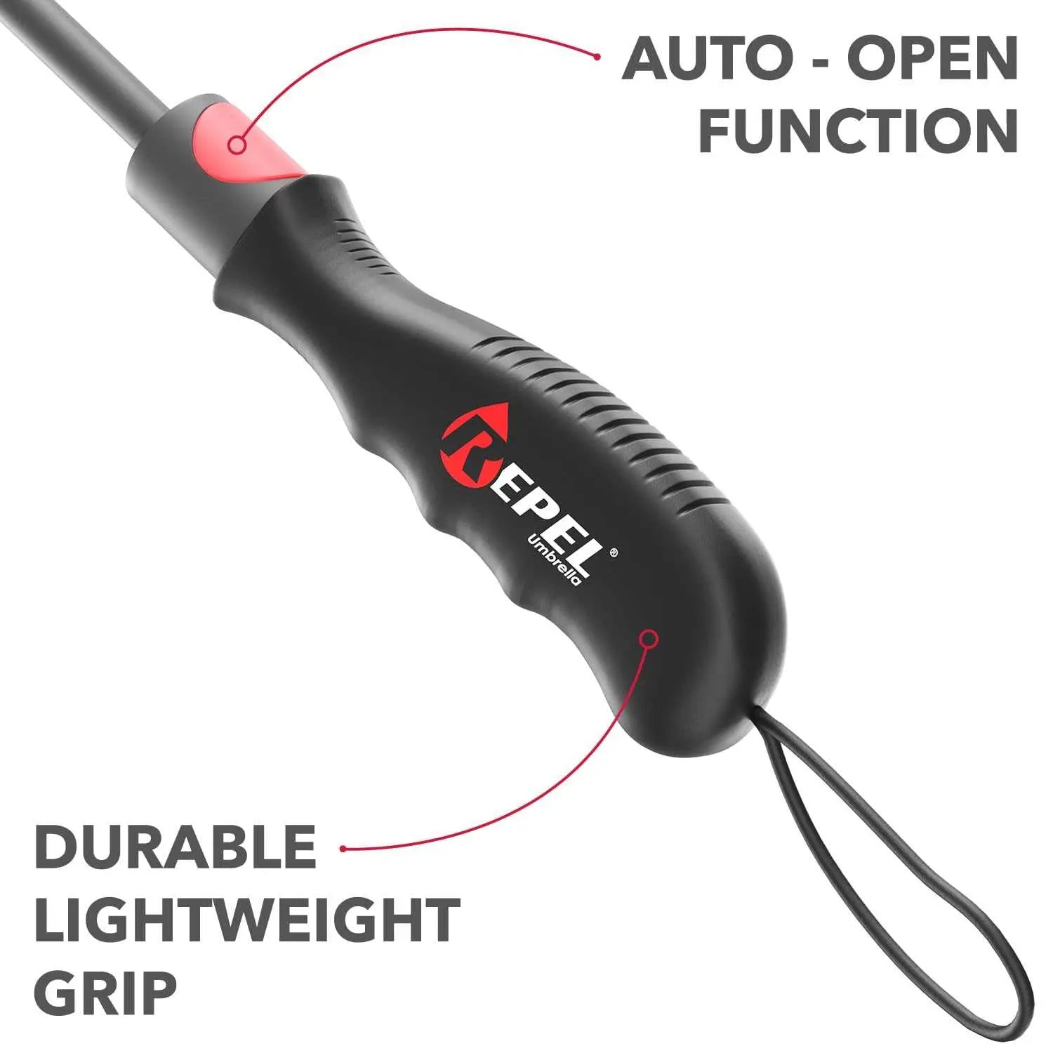 Repel Umbrella Windproof with durable lightweight grip and auto open function.
