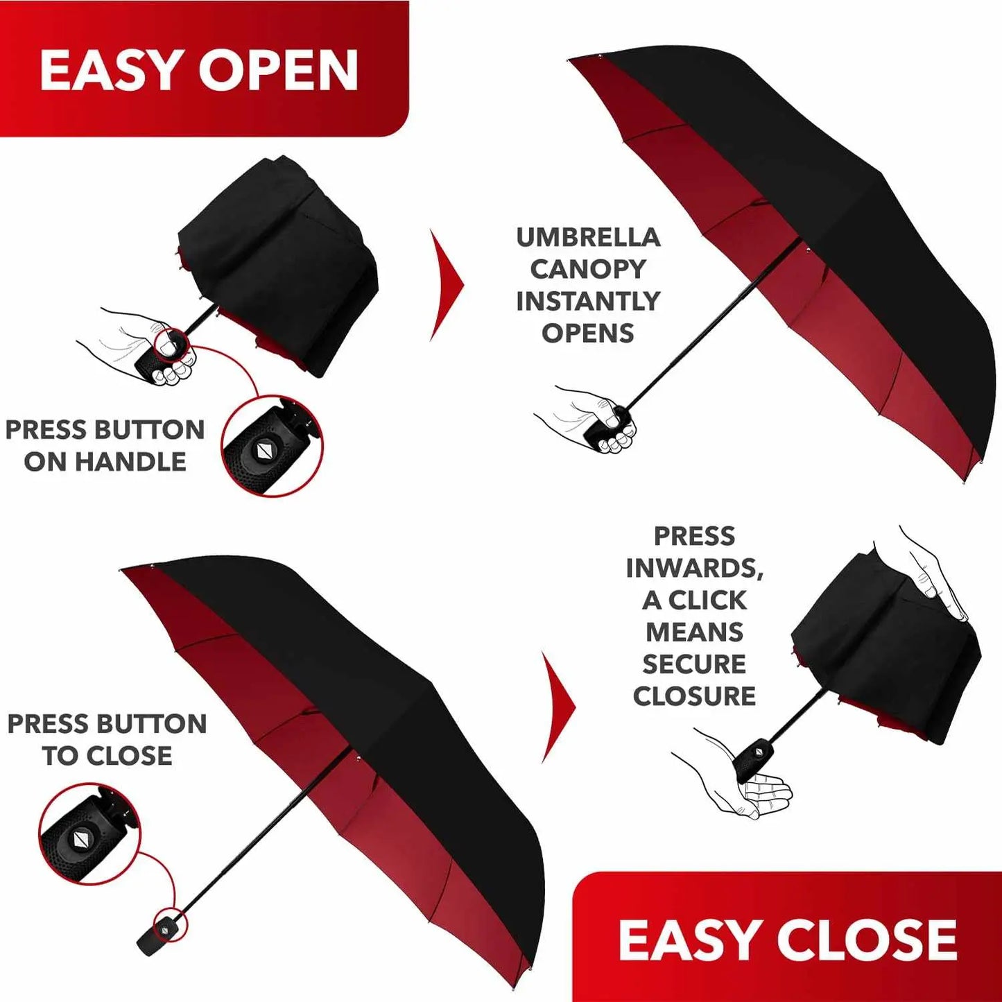 Repel Umbrella Windproof with easy auto open and close button, durable and compact design, ideal for travel.