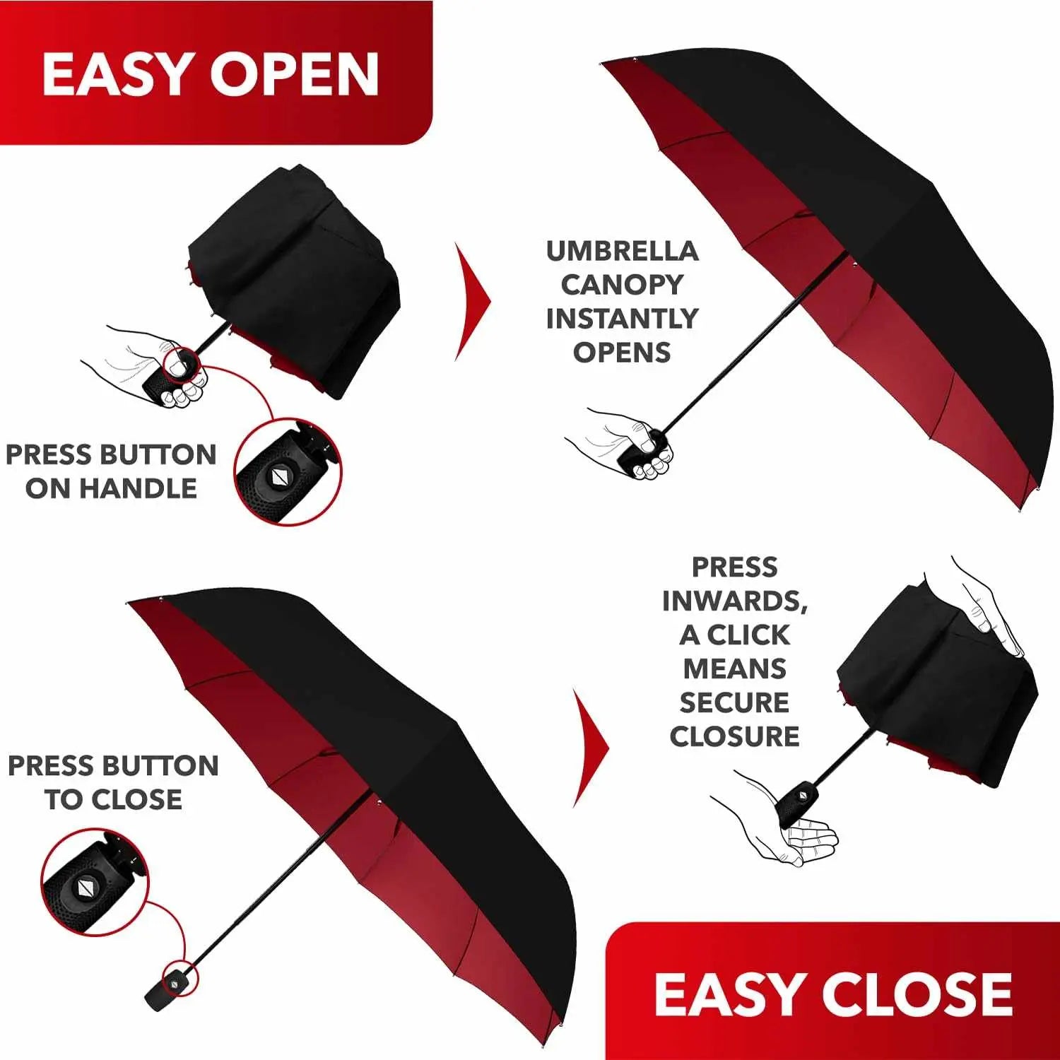 Repel Umbrella Windproof with easy auto open and close button, durable and compact design, ideal for travel.