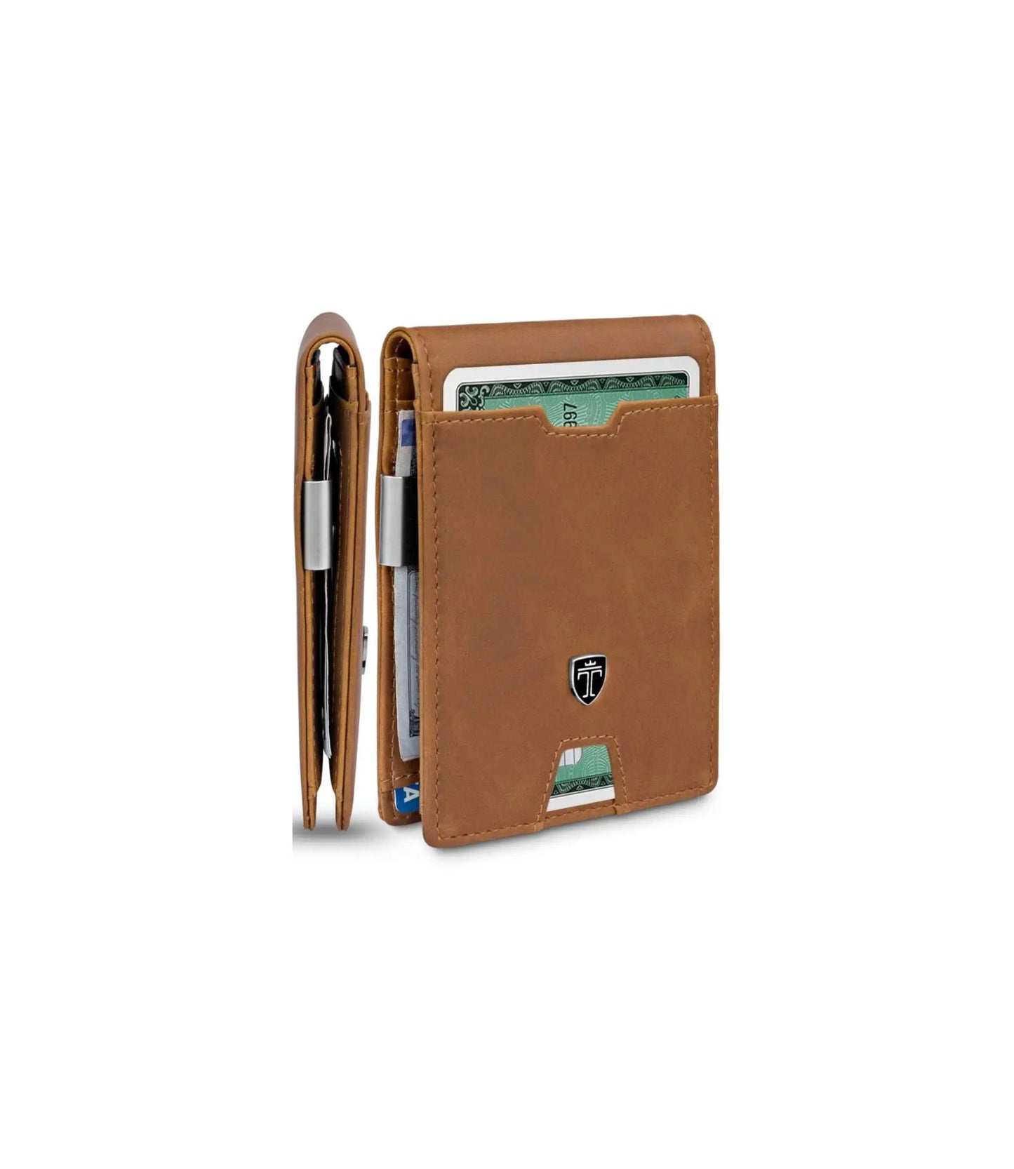 TRAVANDO Mens Slim Wallet with RFID Blocking and Money Clip in Carbon Design