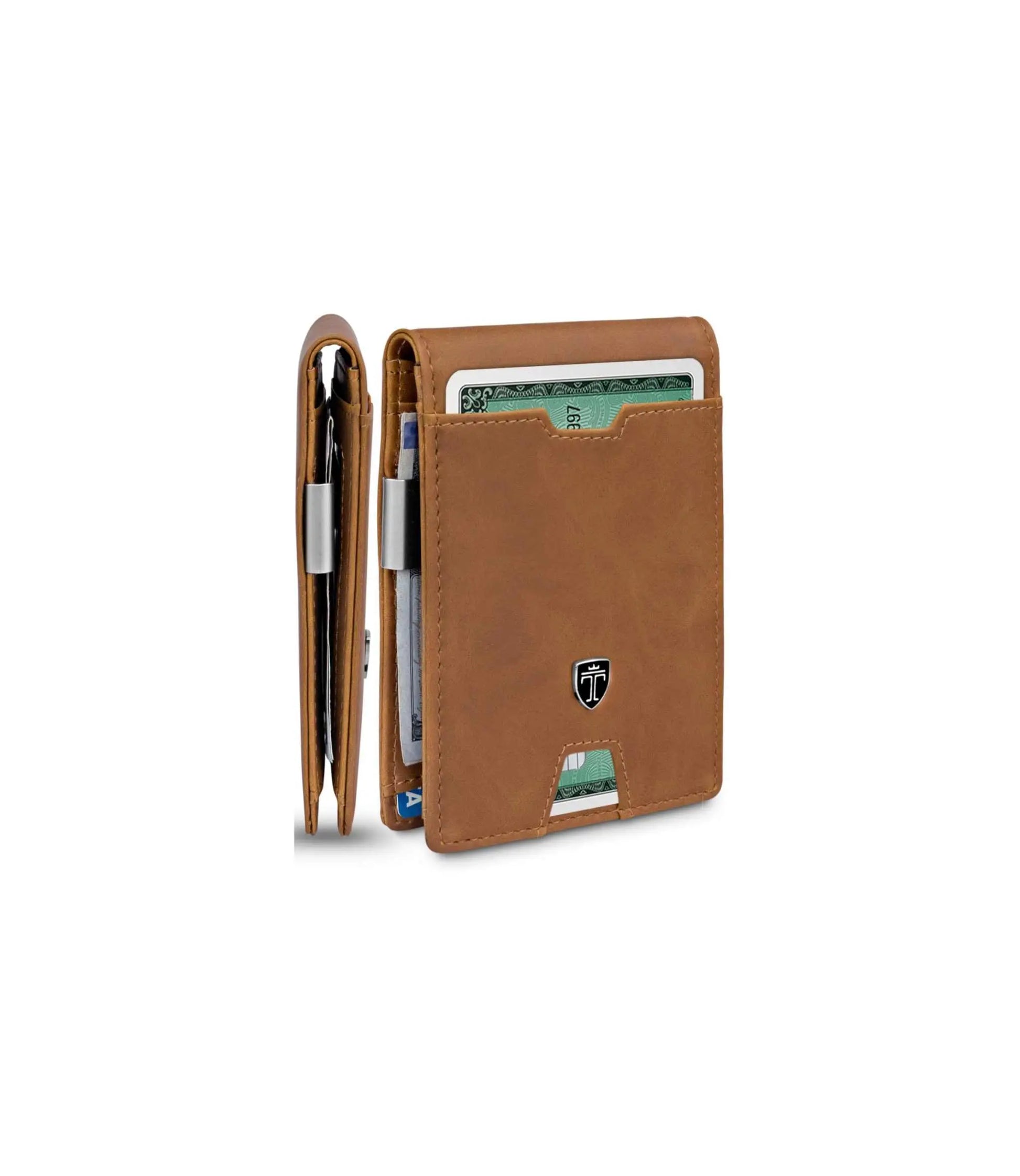 TRAVANDO Mens Slim Wallet with RFID Blocking and Money Clip in Carbon Design