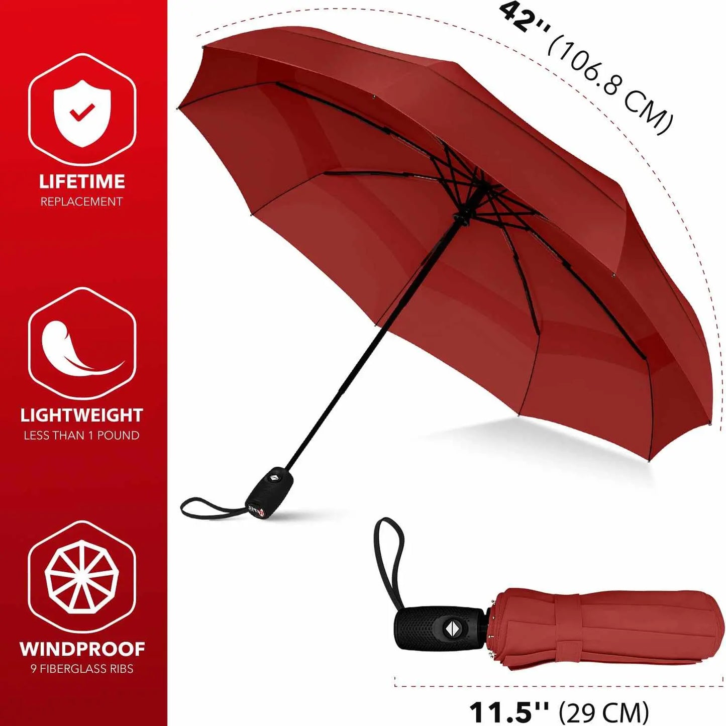 Repel Umbrella Windproof Travel Umbrella with Auto Open Close and Durable Fiberglass Frame