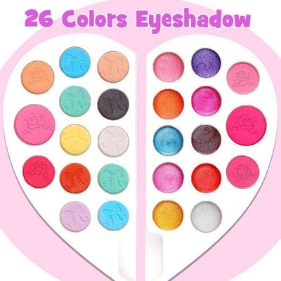 26 colorful eyeshadows in heart-shaped palette from Complete Makeup Set.