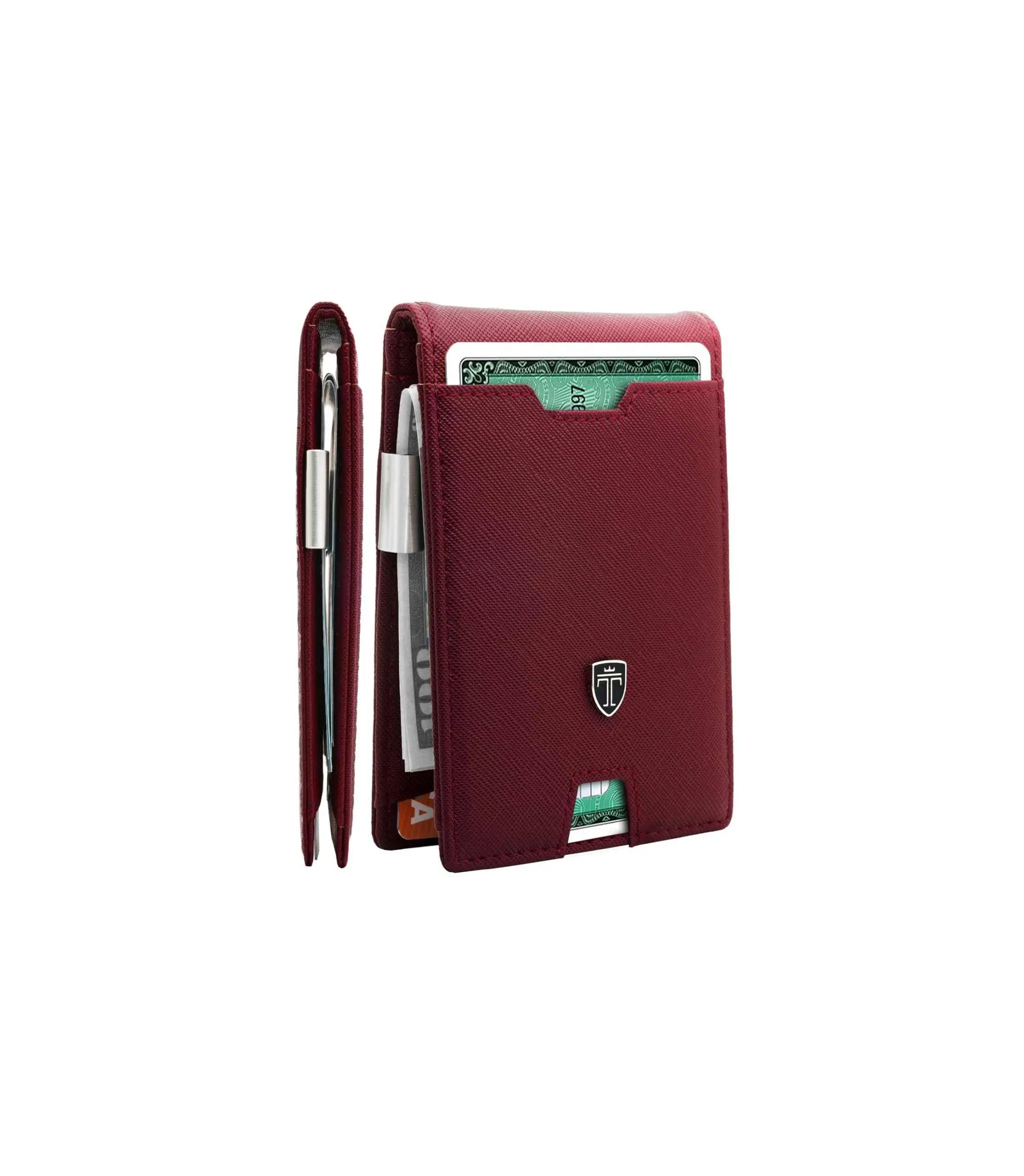 TRAVANDO Mens Slim Wallet with Money Clip, RFID Blocking Bifold, Carbon Design.