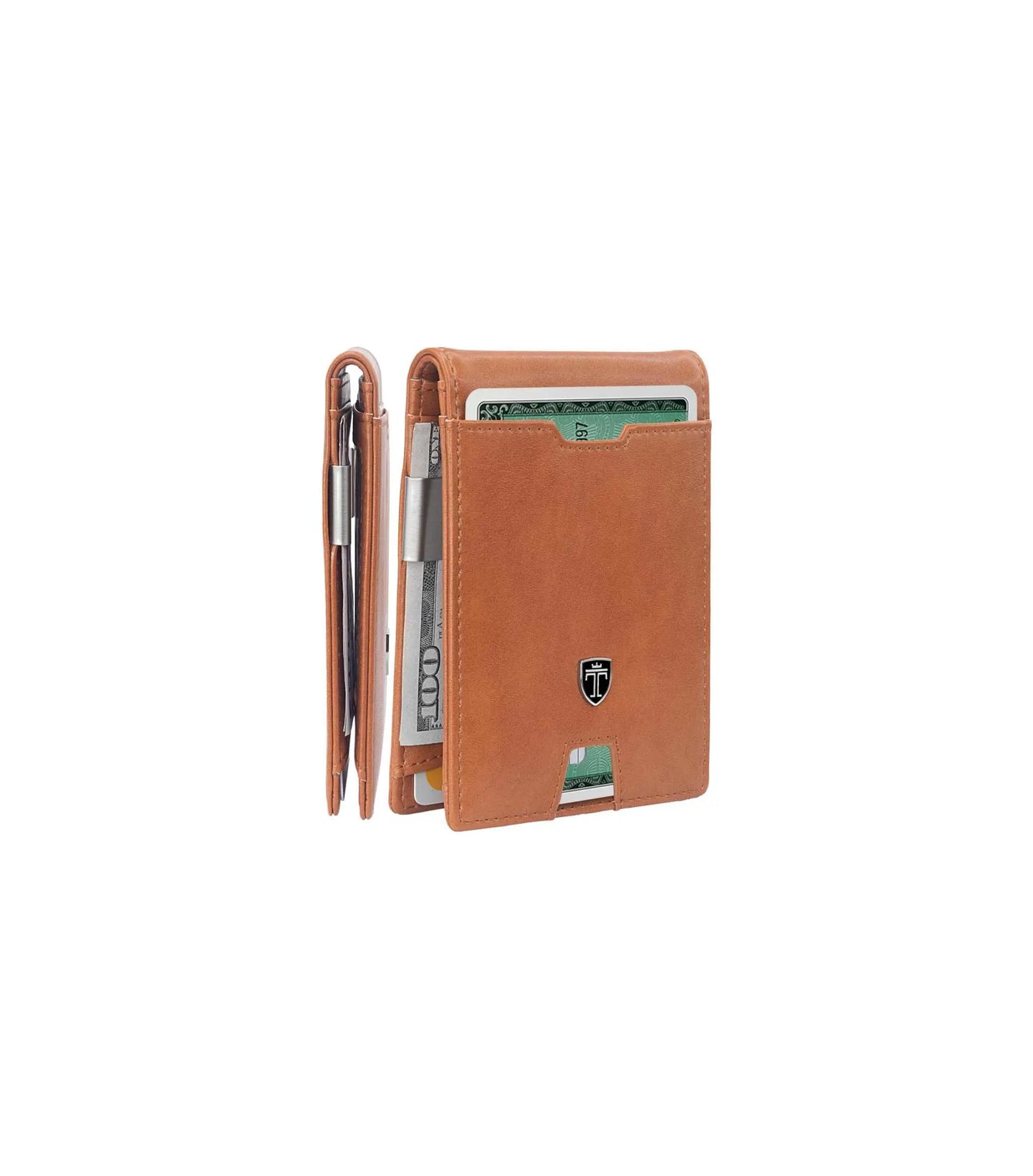 TRAVANDO Mens Slim Wallet in Carbon with RFID Blocking, Money Clip, and Gift Box.